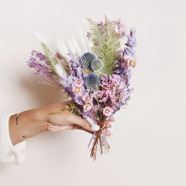Purple & Green Dried Flower Mini Bouquet