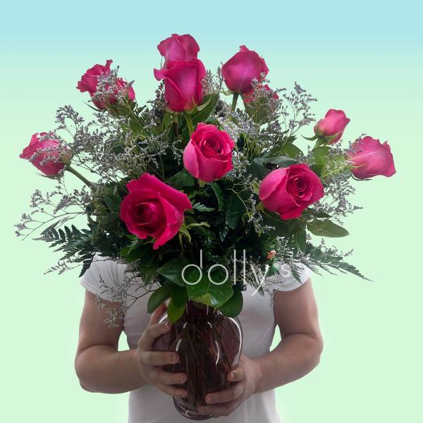 Classic Hot Pink Rose Bouquet