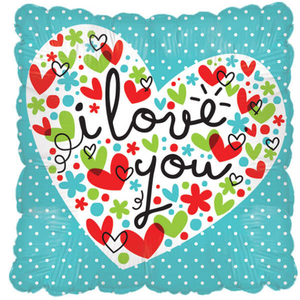17" Turquoise I Love You Mylar