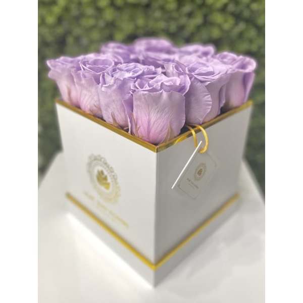 Eternal Roses Square Box - White Box, Lavender