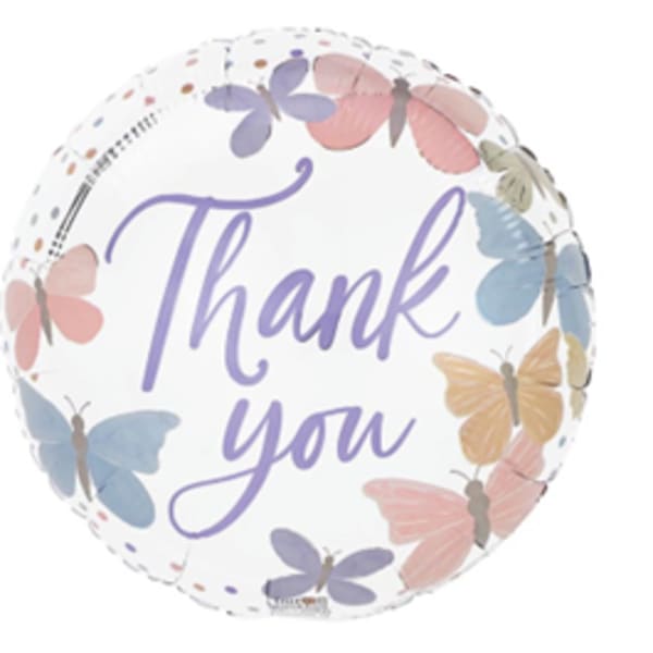 17" Pastel Butterfly Thank you Mylar