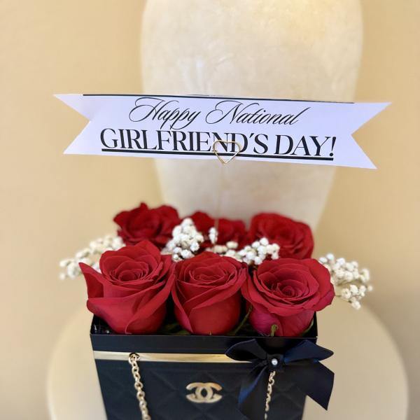 Black Chanel inspired rose chain bag