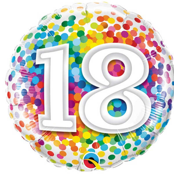 18" 18th Birthday Confetti Mylar