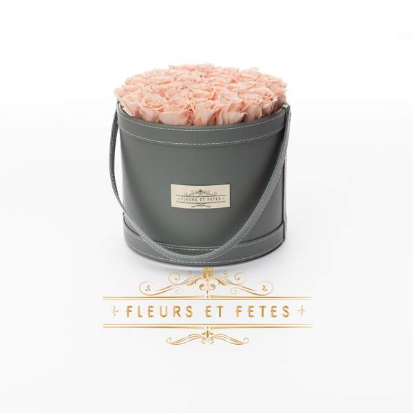 Medium vegan leather box with pink roses option 2