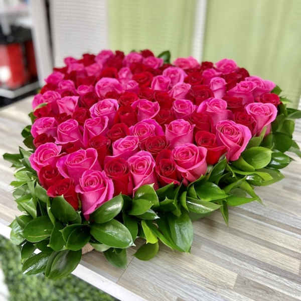 You have my Heart Flower Bouquet - Red/Hot Pink