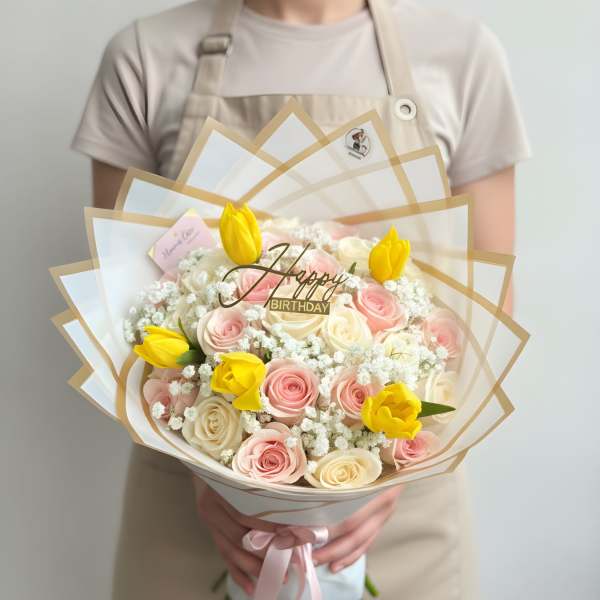 Pink & White Birthday Bouquet