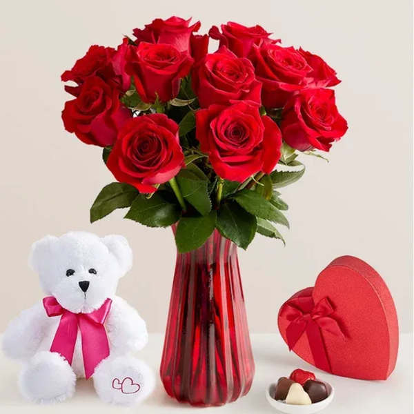 One Dozen Romantic Red Roses