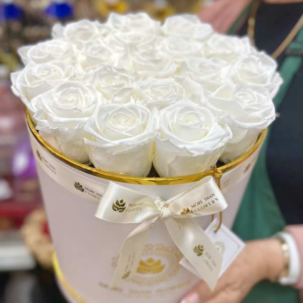 Eternal Roses Round Box - White Box, White