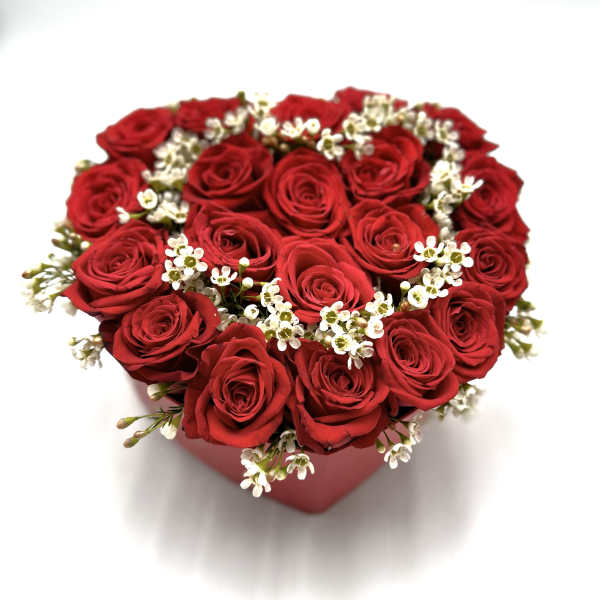Red Roses in a Heart Box!