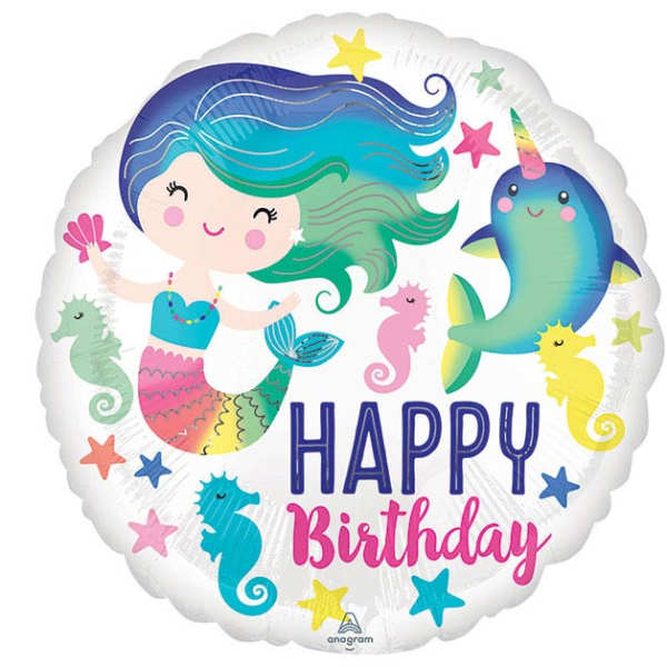 17" Mermaid Happy Birthday Mylar