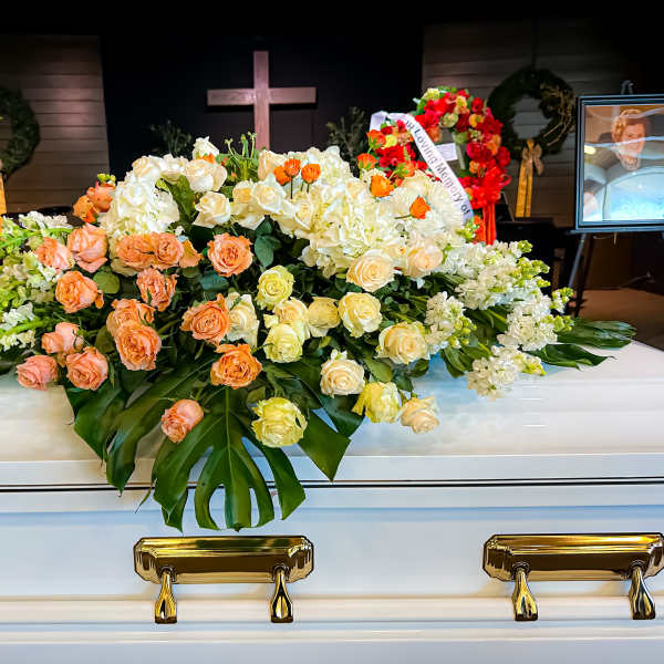 Casket Spray (White and Orange)