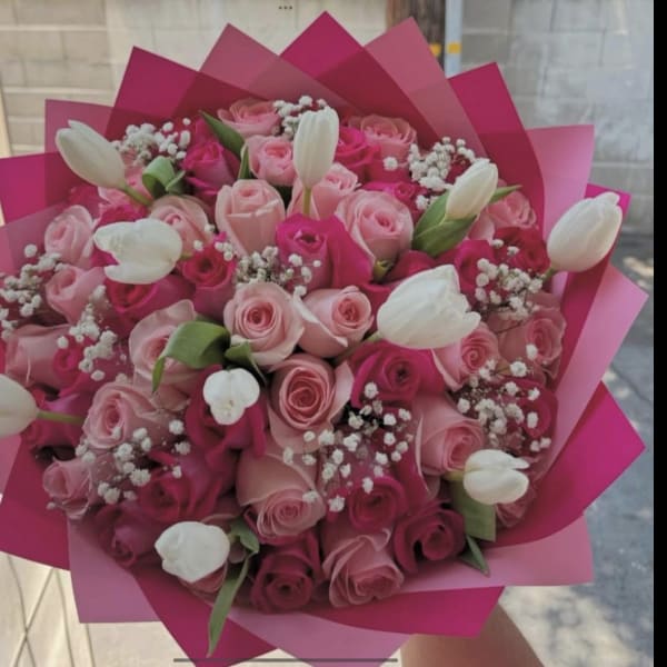 Pink and white bouquet.