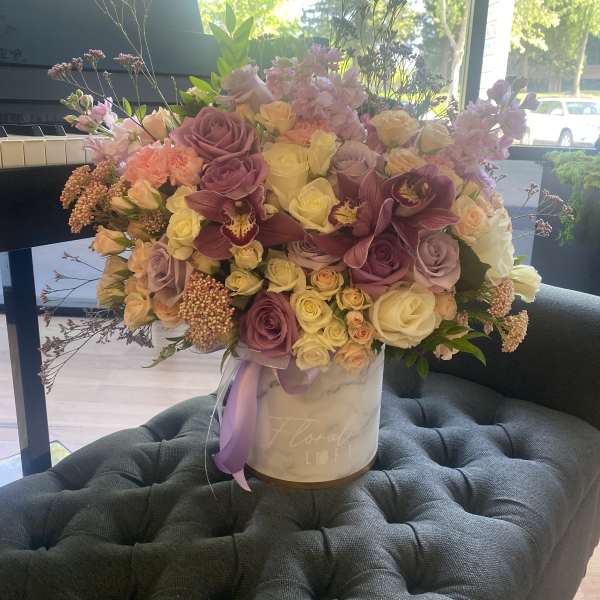 mixed purples, whites and pinks