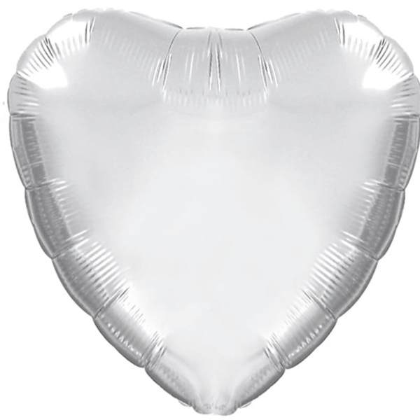 Silver - Heart Shape - Mylar Balloon