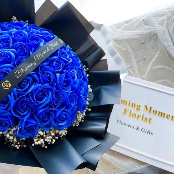 [Soap Flower] 52 Blue Rose Classic bouquet