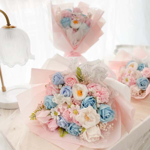 [SOAP FLOWER] Cotton Candy Color Soap Flower Bouquet
