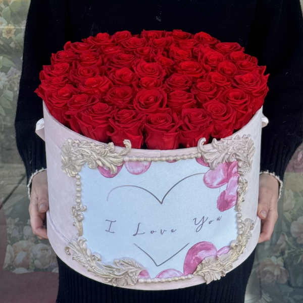 Red Eternity Roses in a special “I love you”box V