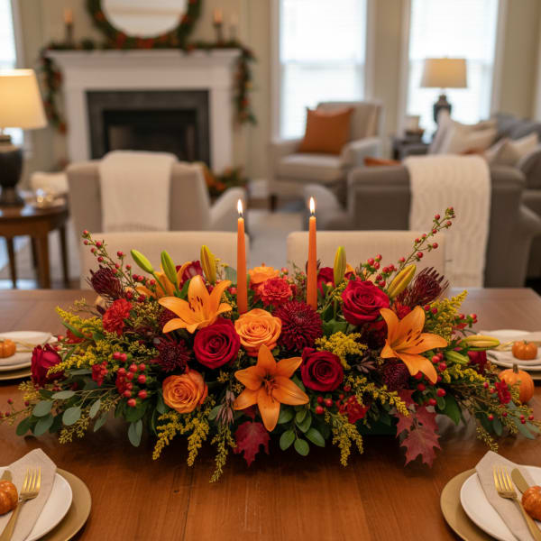 Elegant Harvest Candle Centerpiece