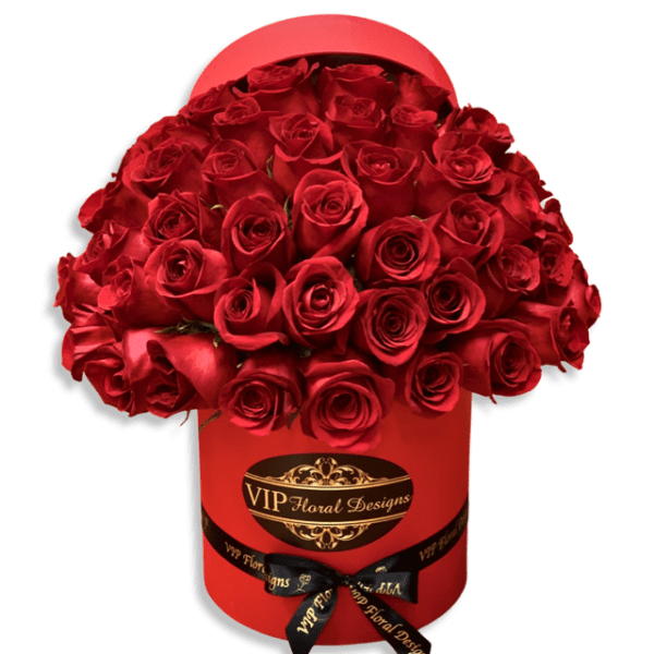 75 Fresh Roses Hat Flower Box