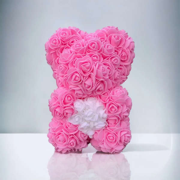 Small Rose Bear Pink White
