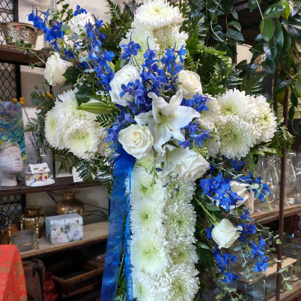 Blue and white cross