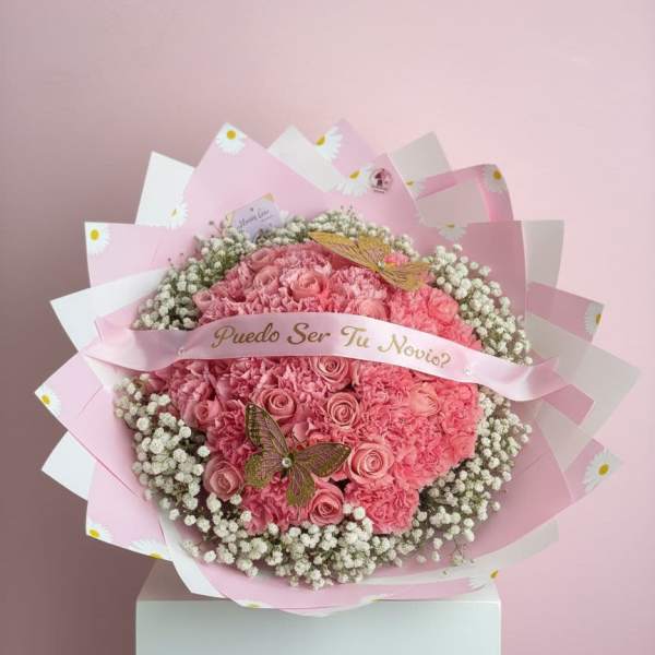 Puedo Ser Tu Novio Pink Rose Bouquet