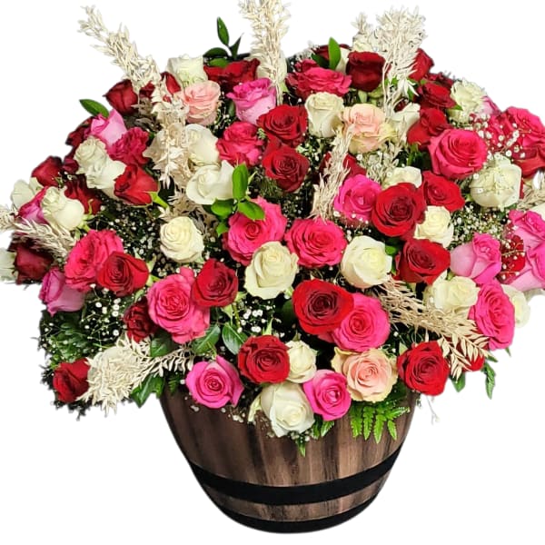 Barrel mix roses