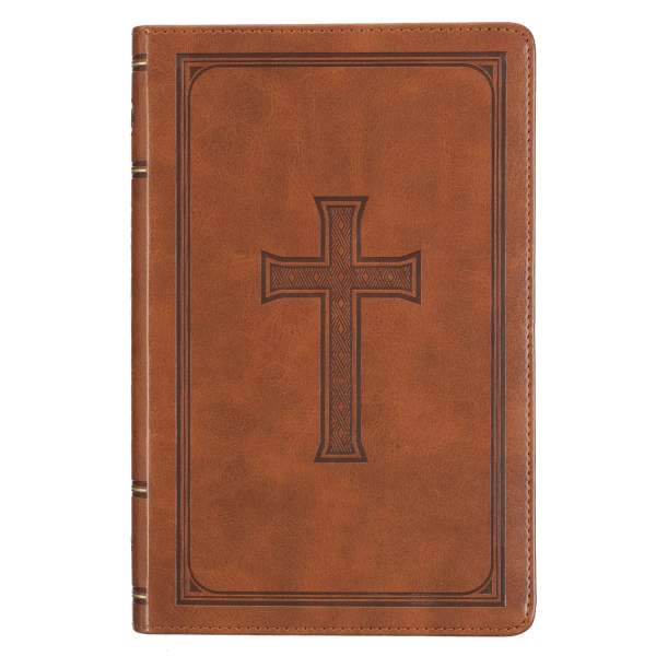 KJV Bible Deluxe Gift Faux Leather, Tan Cross