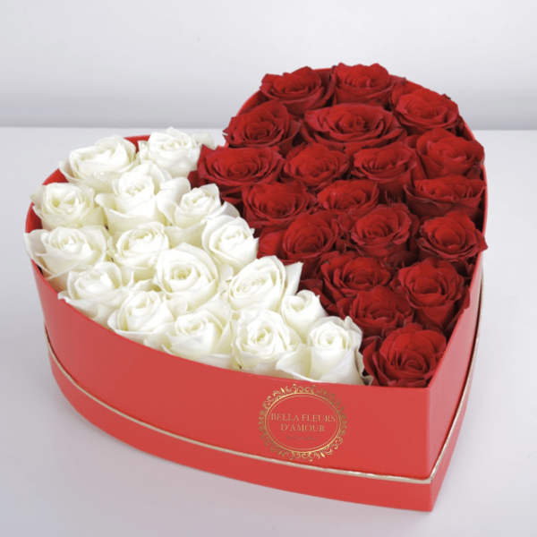 Red & white rose heart