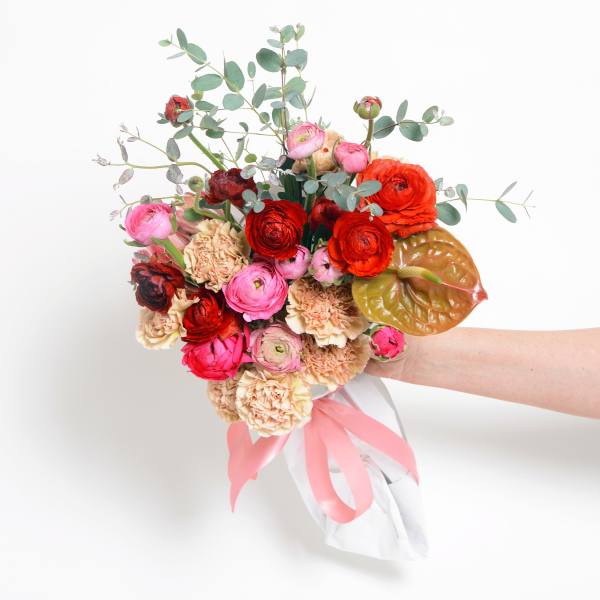 Red and Pink Wrapped Bouquet