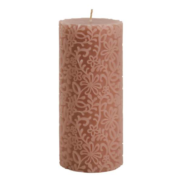 Decorative Candle Dark Pink Flower - Large Model - H. 8"