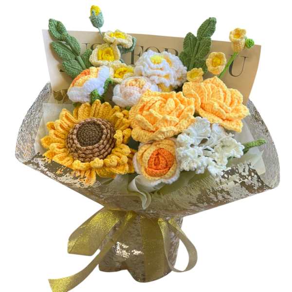 Gold crochet bouquet