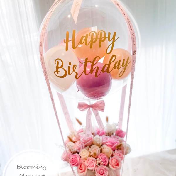 [SOAP FLOWER] Birthday Bubble Bubble Hot Air balloon Pink Soap Flower Box (Large)