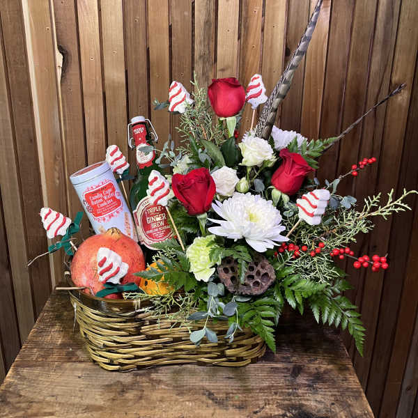 Holiday gift & flower basket