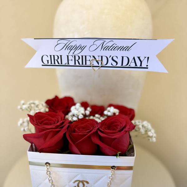 White Chanel inspired rose chain bag