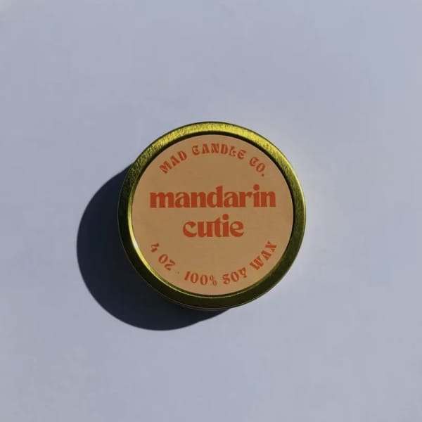 Mandarin Cutie Soy Candle - 4 oz Gold Tin & Wood Wick