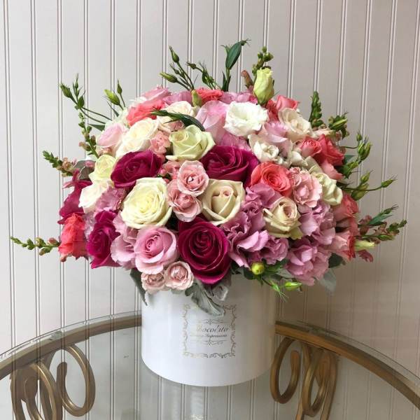 Elizabeth - Roses, Licentious, Hypericum Berries and Eucalyptus