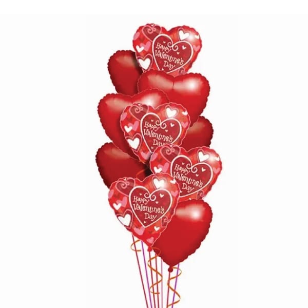 Set of 10 heart-shaped balloons I love you and hearts