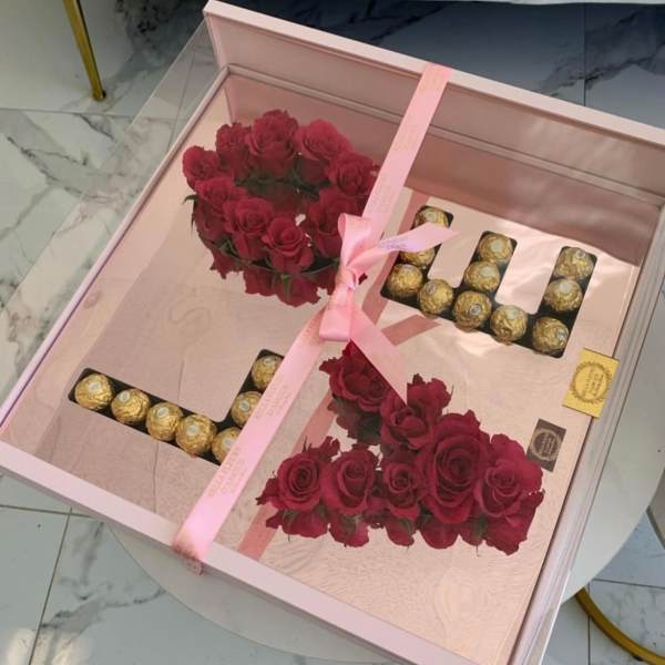 Luxury LOVE rose and chocolates display box