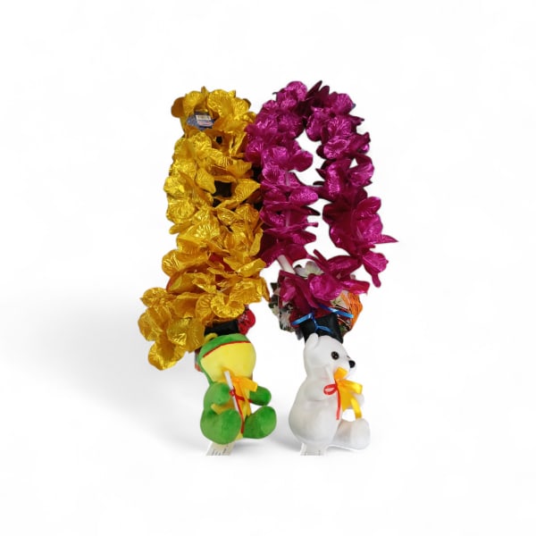 Artificial Orchid Graduation Lei with teddy bear