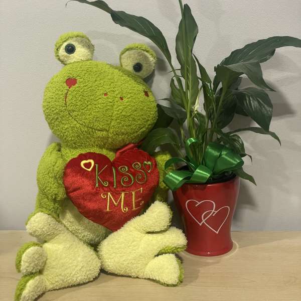 Kiss Me Frog & Hearts Planter