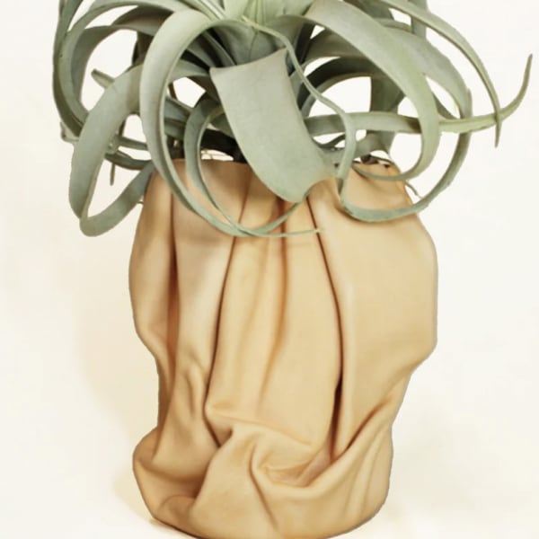 Large Sculpted Leather Flower Vase