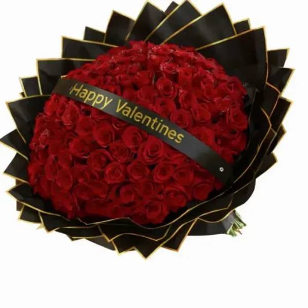 100 Long Stem Red Roses Ramo Buchón Style