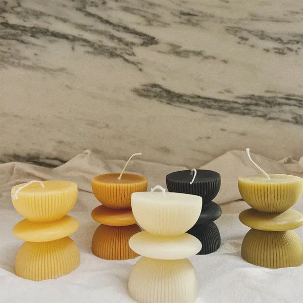 Fluted Pillar Candle - Milk