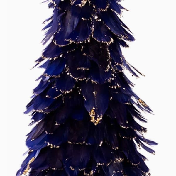 Feathered Navy Blue Christmas Tree 24"