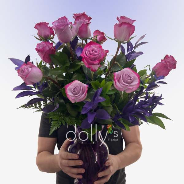 Dozen Magenta Long-Stem Rose Bouquet