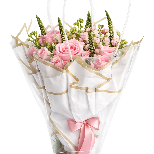 Pink Rose Hand-Tied Bouquet in Premium Gift Wrap | Same Day Delivery Miami