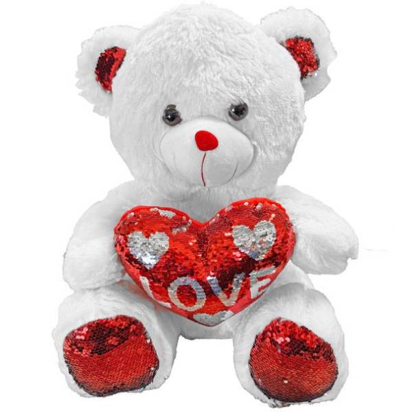 Valentine Sequin Plush Bear