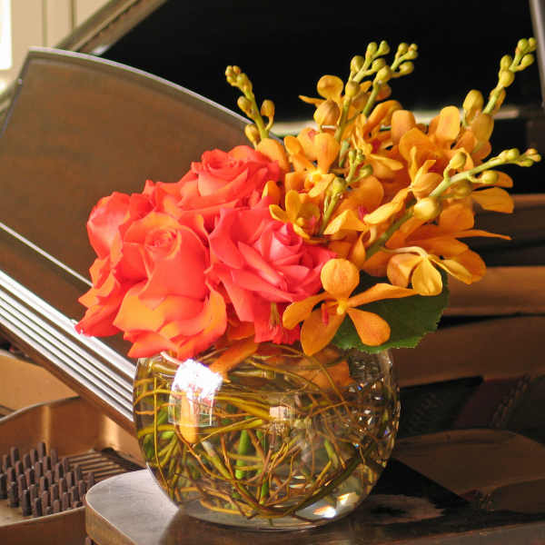 89 roses with orchid spray