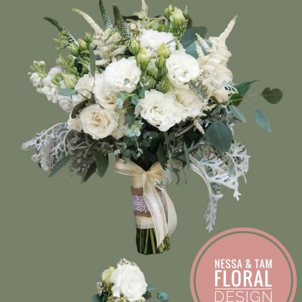 Back to December - Bridal bouquet and boutonniere set